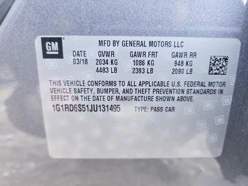 2018 CHEVROLET VOLT PREMIER  