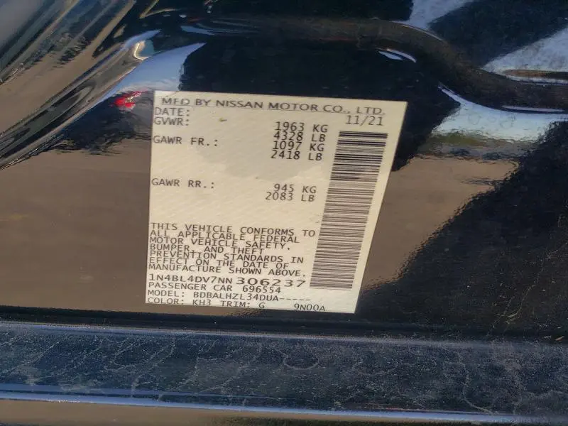 2022 NISSAN ALTIMA SV  