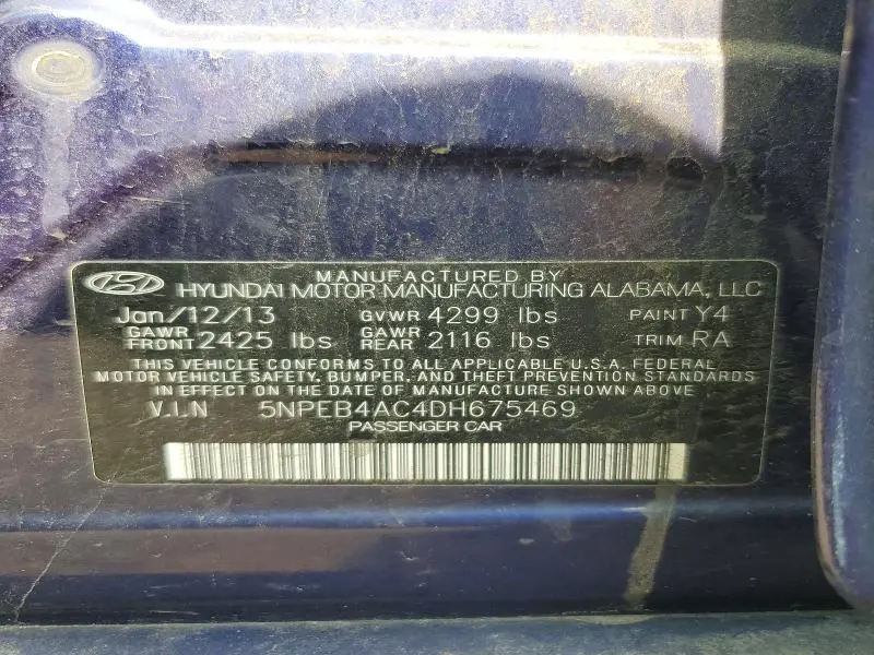 2013 HYUNDAI SONATA GLS  