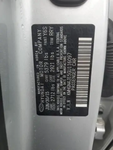 2016 HYUNDAI GENESIS 3.8L  