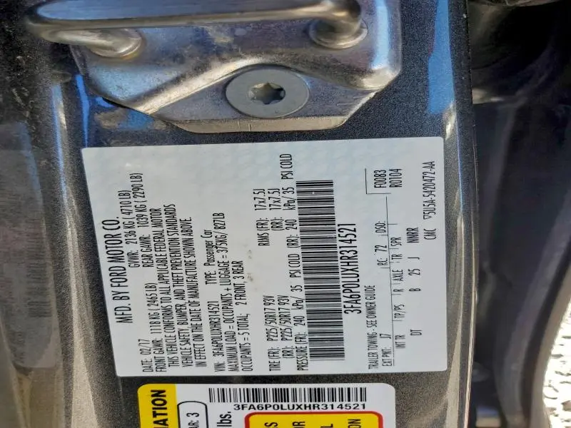 2017 FORD FUSION SE HYBRID  