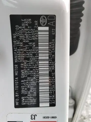 2010 TOYOTA COROLLA BASE  