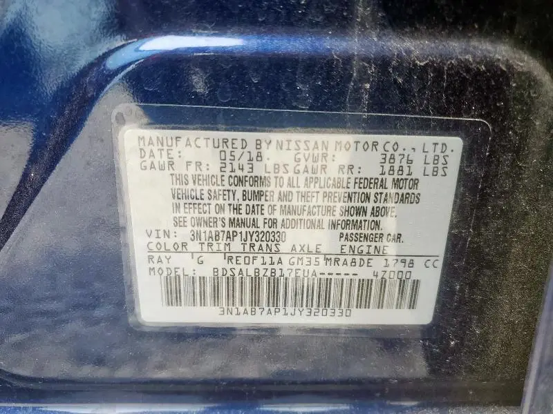 2018 NISSAN SENTRA S  
