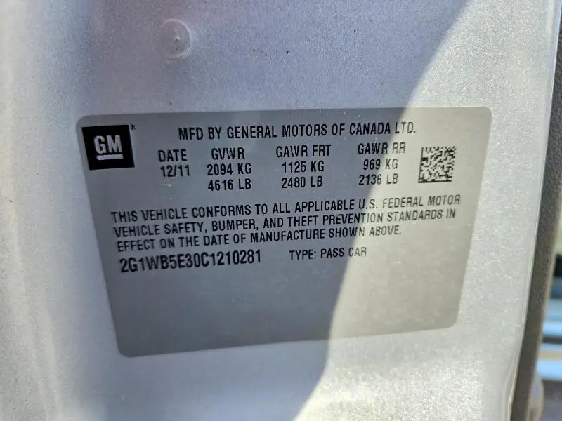 2012 CHEVROLET IMPALA LT  