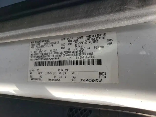 2015 FORD TRANSIT T-350  