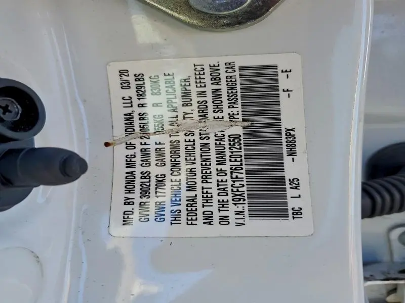 2020 HONDA CIVIC EXL  