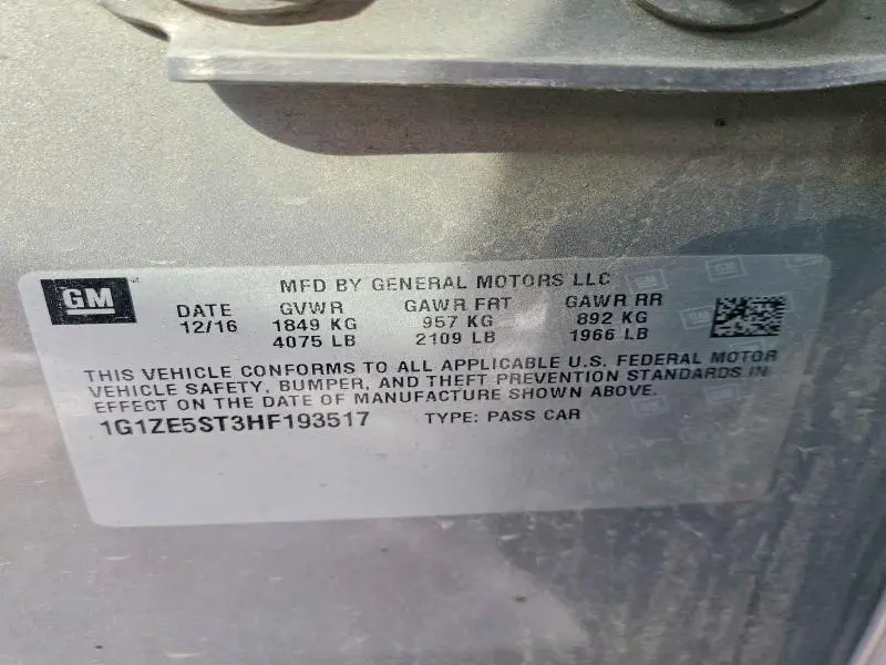 2017 CHEVROLET MALIBU LT  