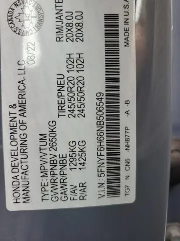 2022 HONDA PILOT TOURING  