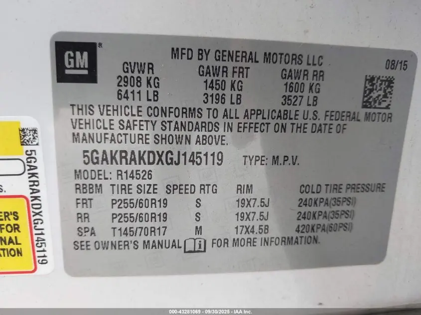 2016 BUICK ENCLAVE CONVENIENCE