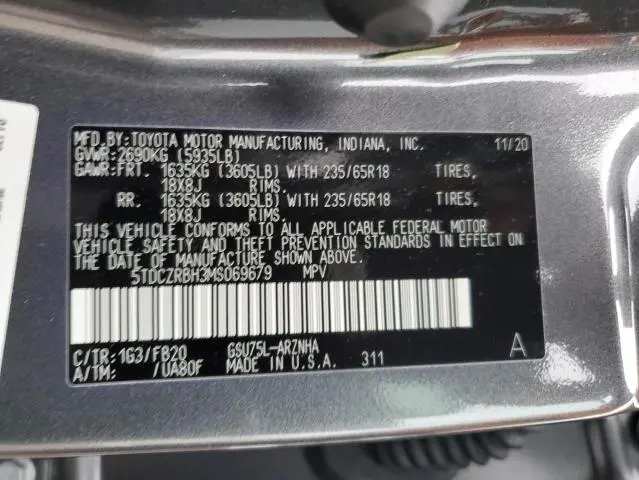 2021 TOYOTA HIGHLANDER L  
