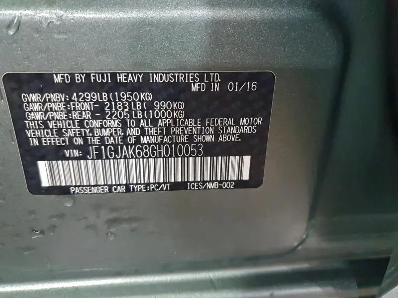 2016 SUBARU IMPREZA LIMITED  