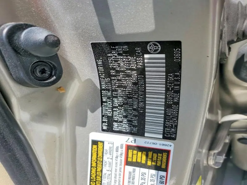 2015 TOYOTA CAMRY XLE V6  