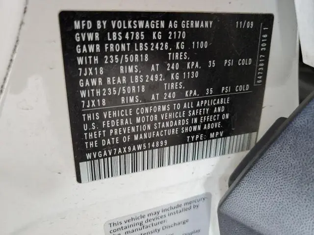 2010 VOLKSWAGEN TIGUAN S  