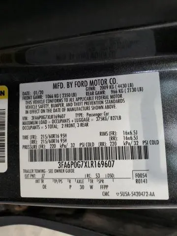 2020 FORD FUSION S  