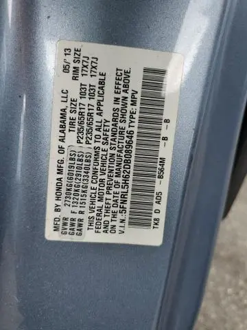 2013 HONDA ODYSSEY EXL  