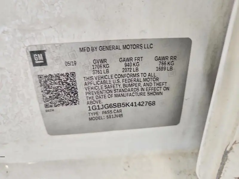 2019 CHEVROLET SONIC   