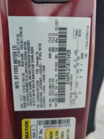 2018 FORD FUSION SE HYBRID  