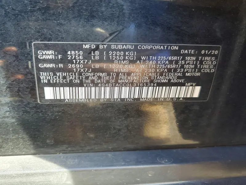 2020 SUBARU OUTBACK PREMIUM  