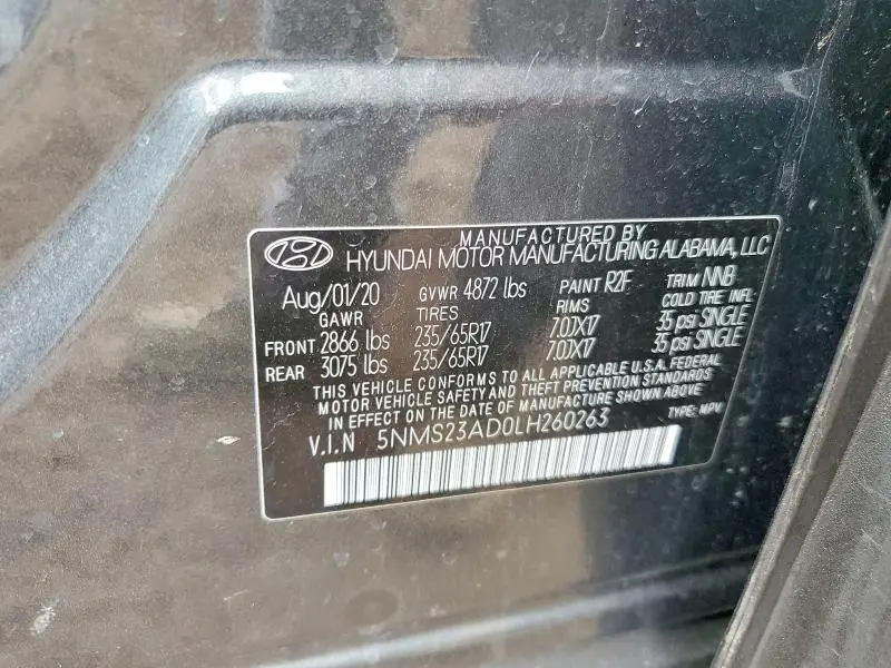 2020 HYUNDAI SANTA FE SE  