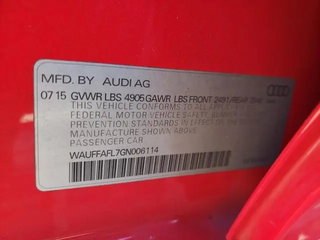 2016 AUDI A4 PREMIUM PLUS S-LINE  