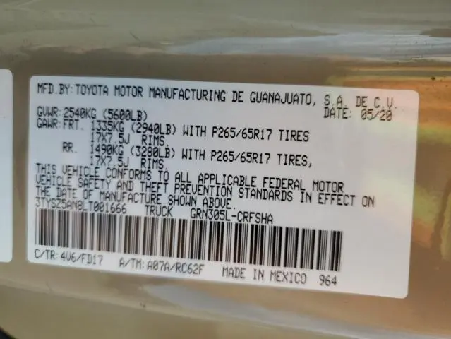 2020 TOYOTA TACOMA ACCESS CAB  