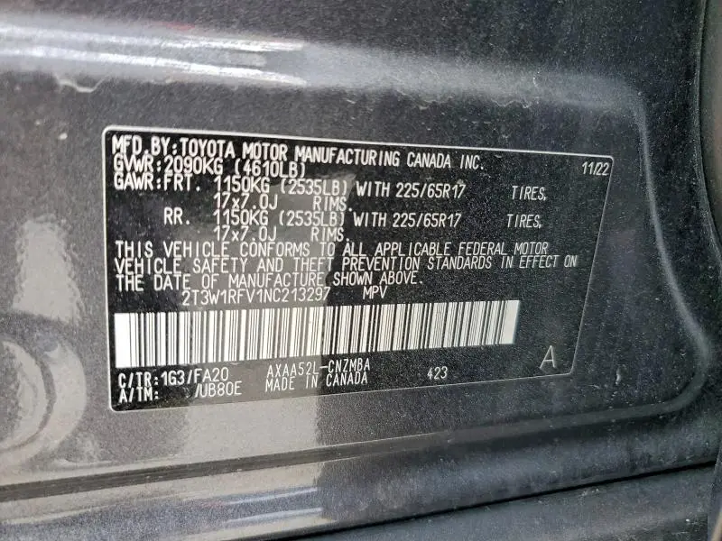 2022 TOYOTA RAV4 XLE  