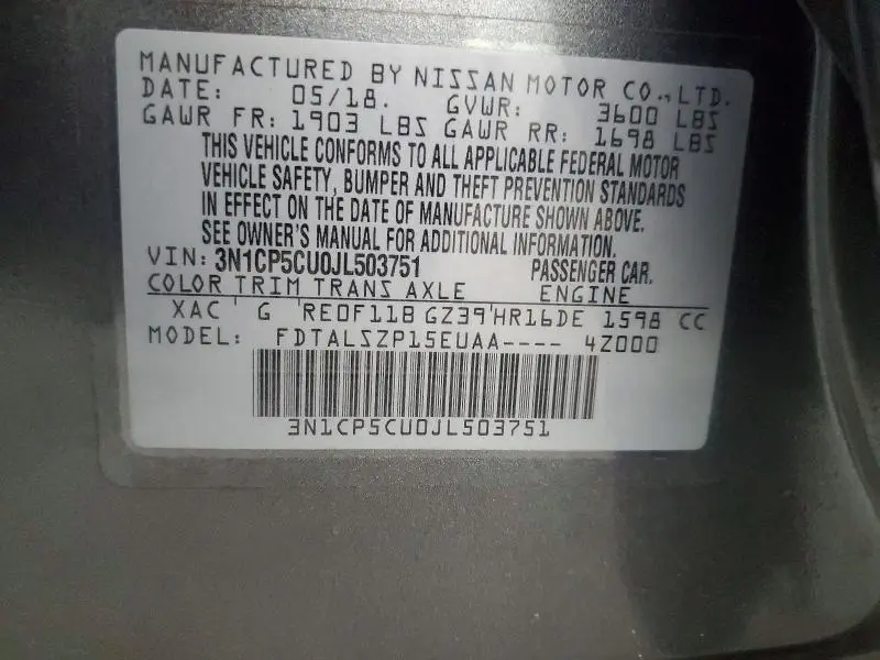 2018 NISSAN KICKS SV  