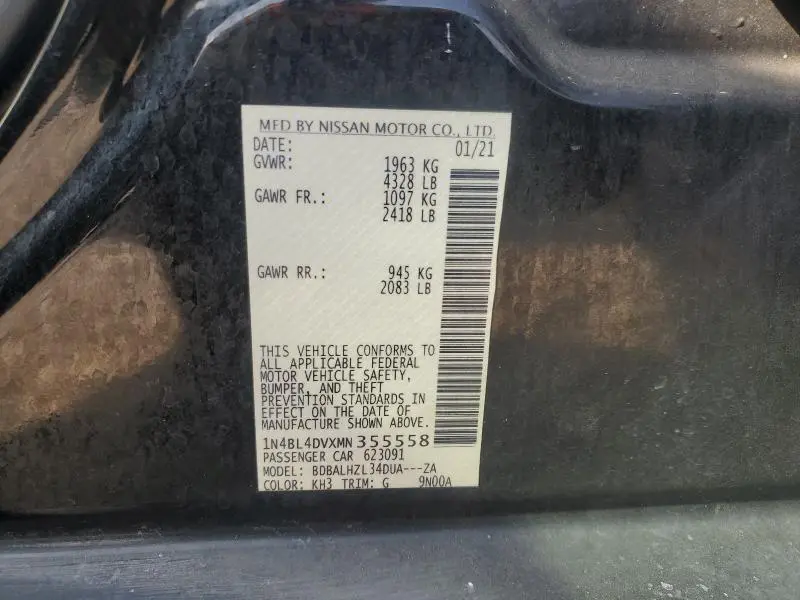 2021 NISSAN ALTIMA SV  