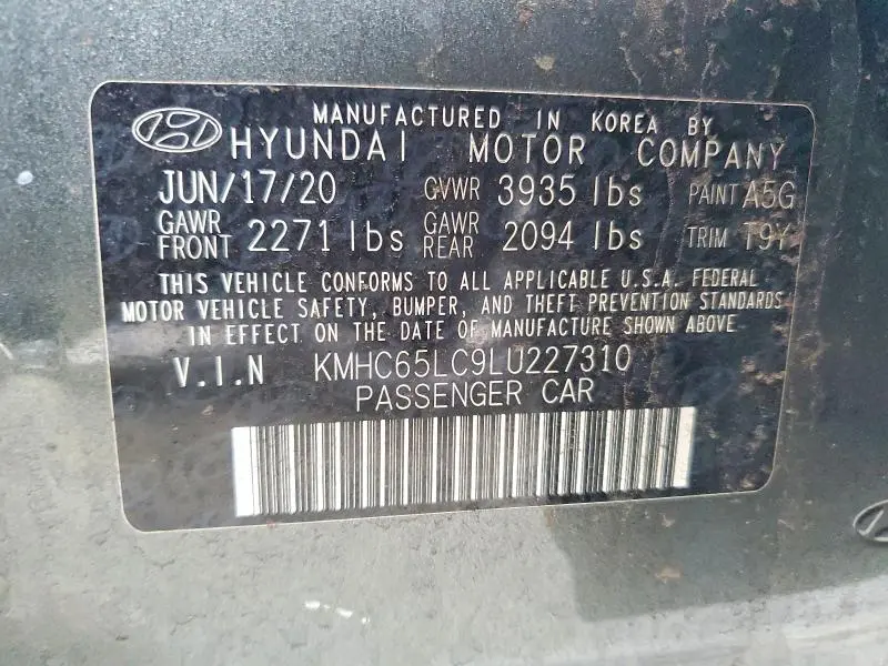 2020 HYUNDAI IONIQ BLUE  