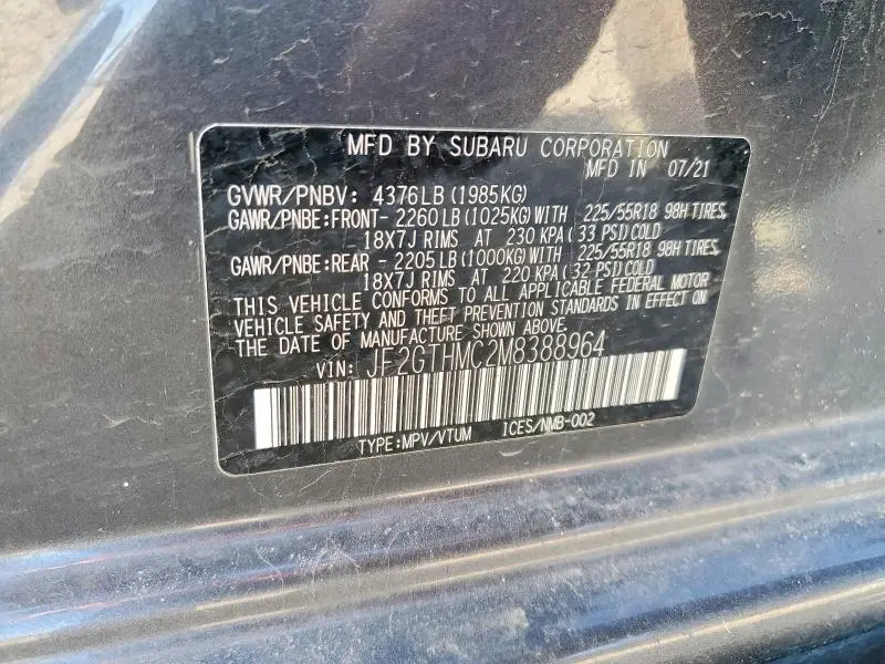 2021 SUBARU CROSSTREK LIMITED  