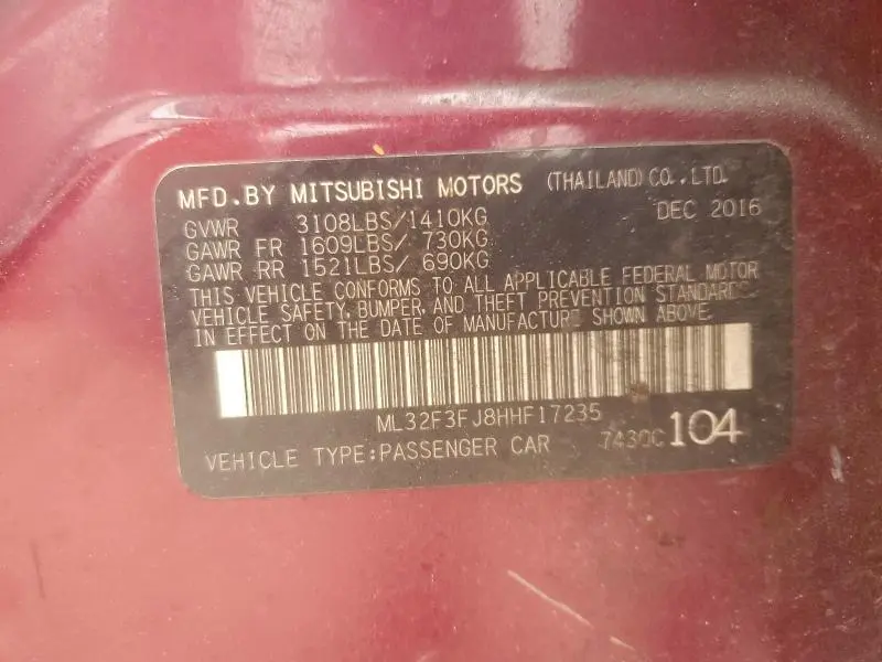 2017 MITSUBISHI MIRAGE G4 ES  