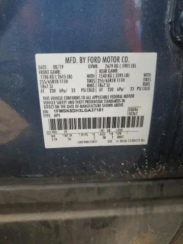 2020 FORD EXPLORER XLT  