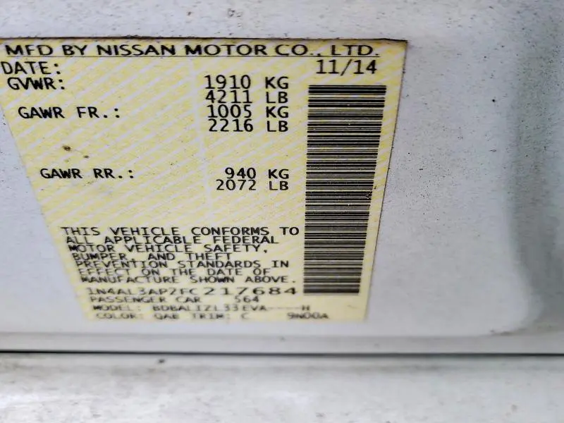 2015 NISSAN ALTIMA 2.5  