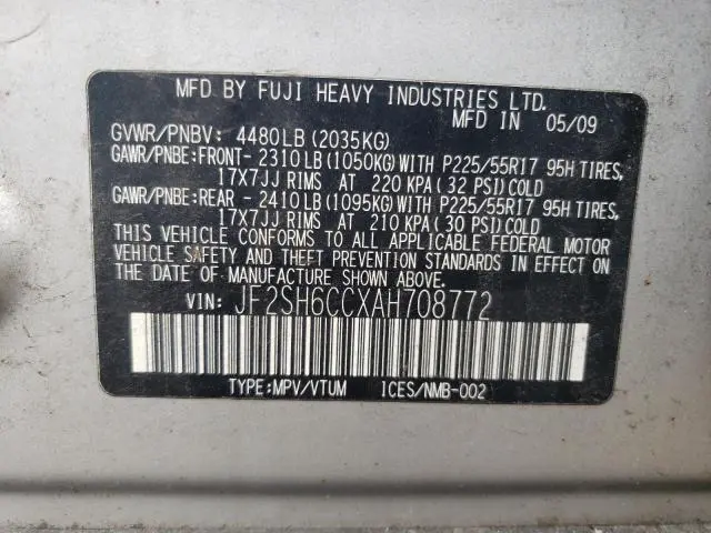 2010 SUBARU FORESTER 2.5X PREMIUM  