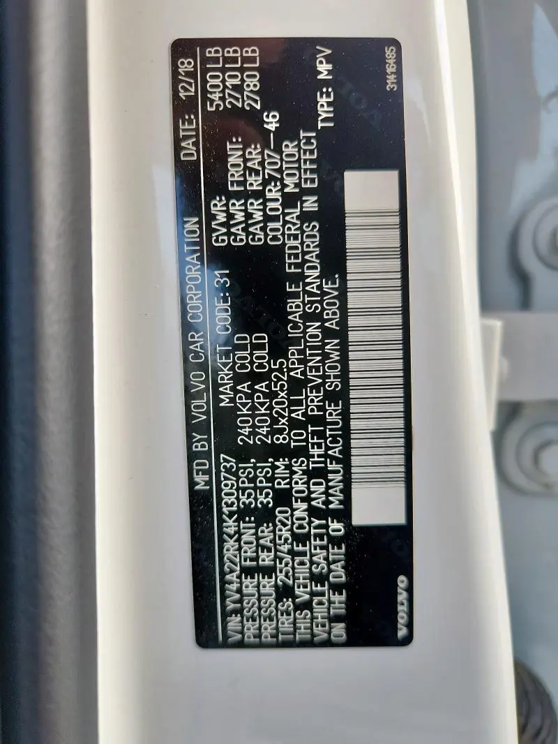2019 VOLVO XC60 T6  