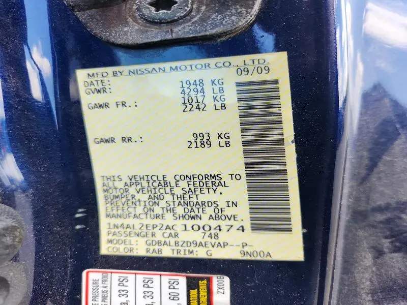 2010 NISSAN ALTIMA S  