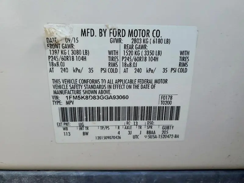 2016 FORD EXPLORER XLT  