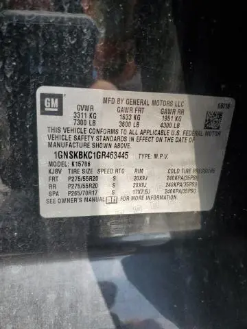 2016 CHEVROLET TAHOE K1500 LT  