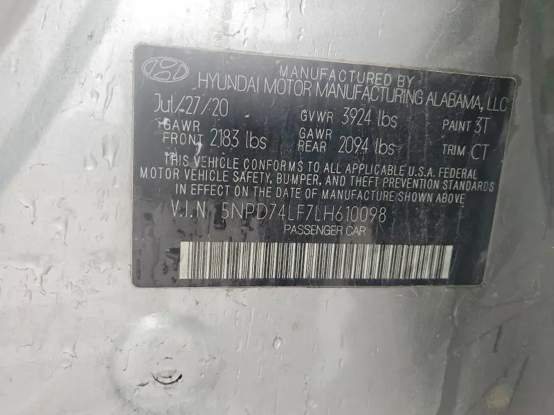 2020 HYUNDAI ELANTRA SE  