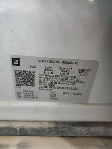 2019 CHEVROLET TRAVERSE LT  