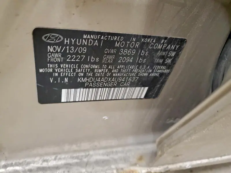 2010 HYUNDAI ELANTRA BLUE  