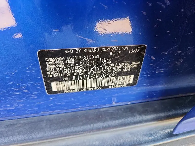 2022 SUBARU WRX PREMIUM  