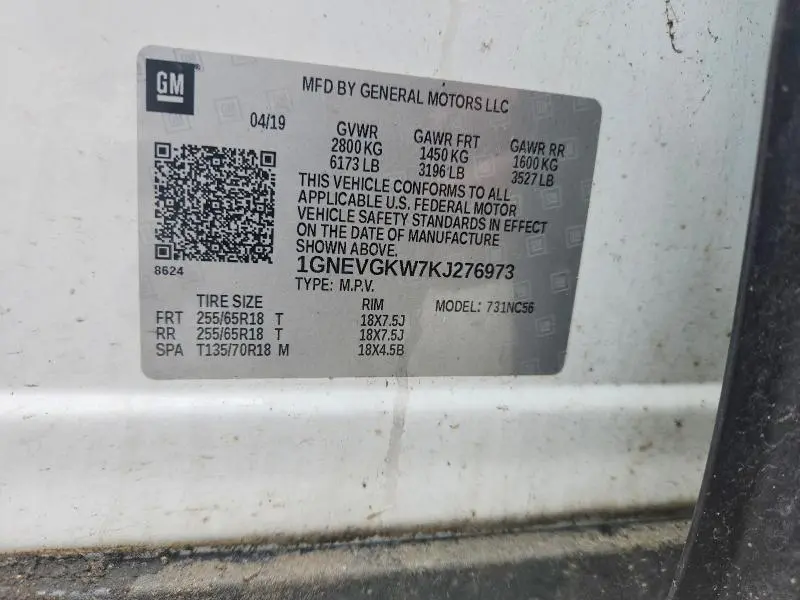 2019 CHEVROLET TRAVERSE LT  