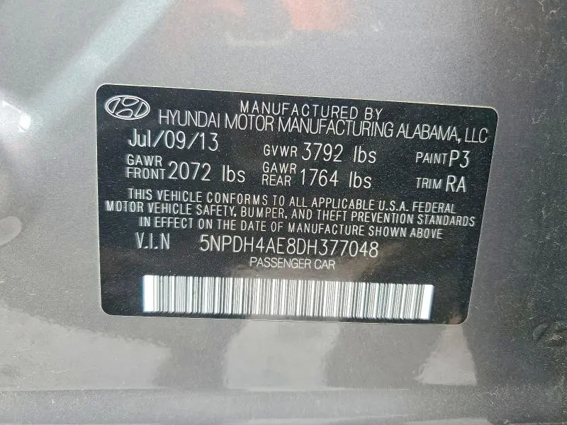 2013 HYUNDAI ELANTRA LIMITED  