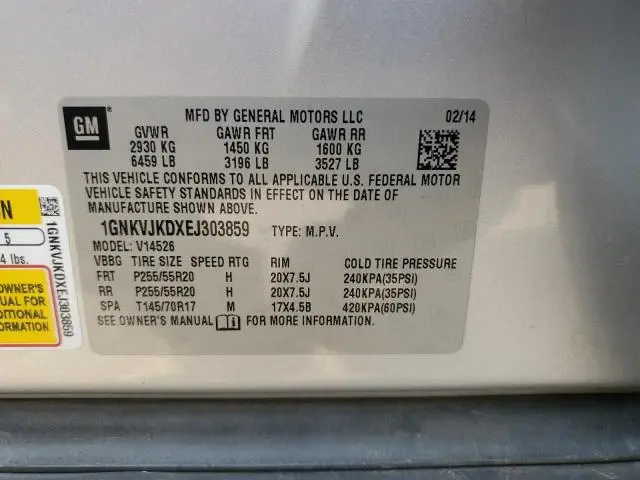 2014 CHEVROLET TRAVERSE LTZ  