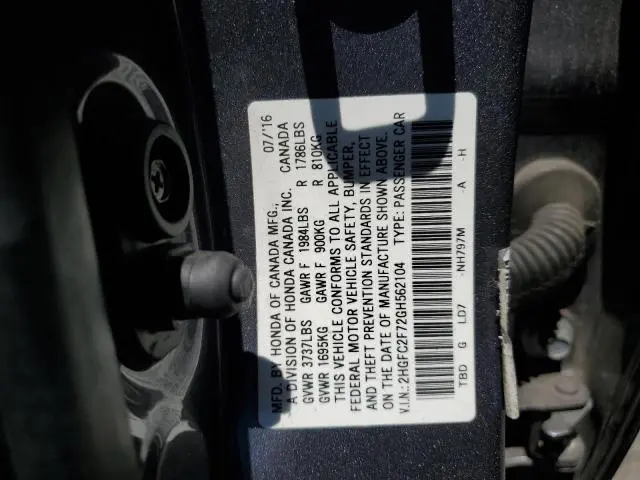 2016 HONDA CIVIC EX  