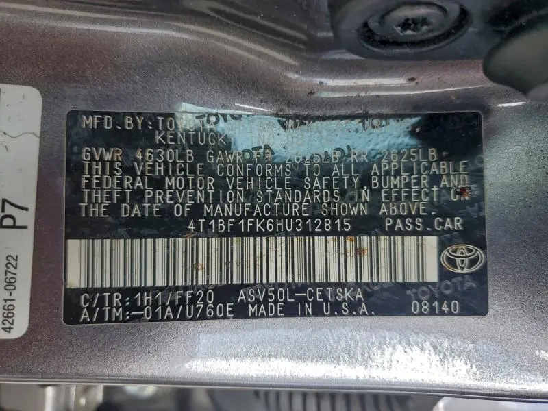 2017 TOYOTA CAMRY LE  