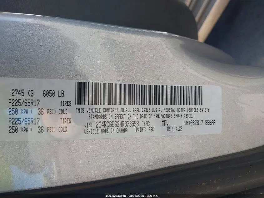 2017 DODGE GRAND CARAVAN GT