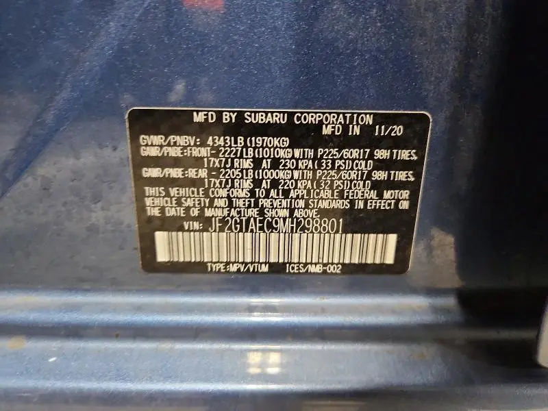 2021 SUBARU CROSSTREK PREMIUM  