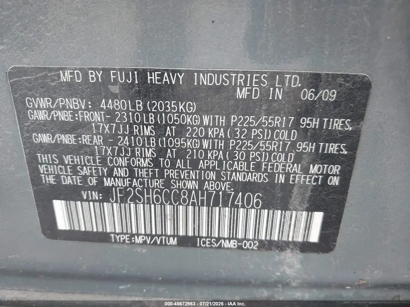 2010 SUBARU FORESTER 2.5X PREMIUM